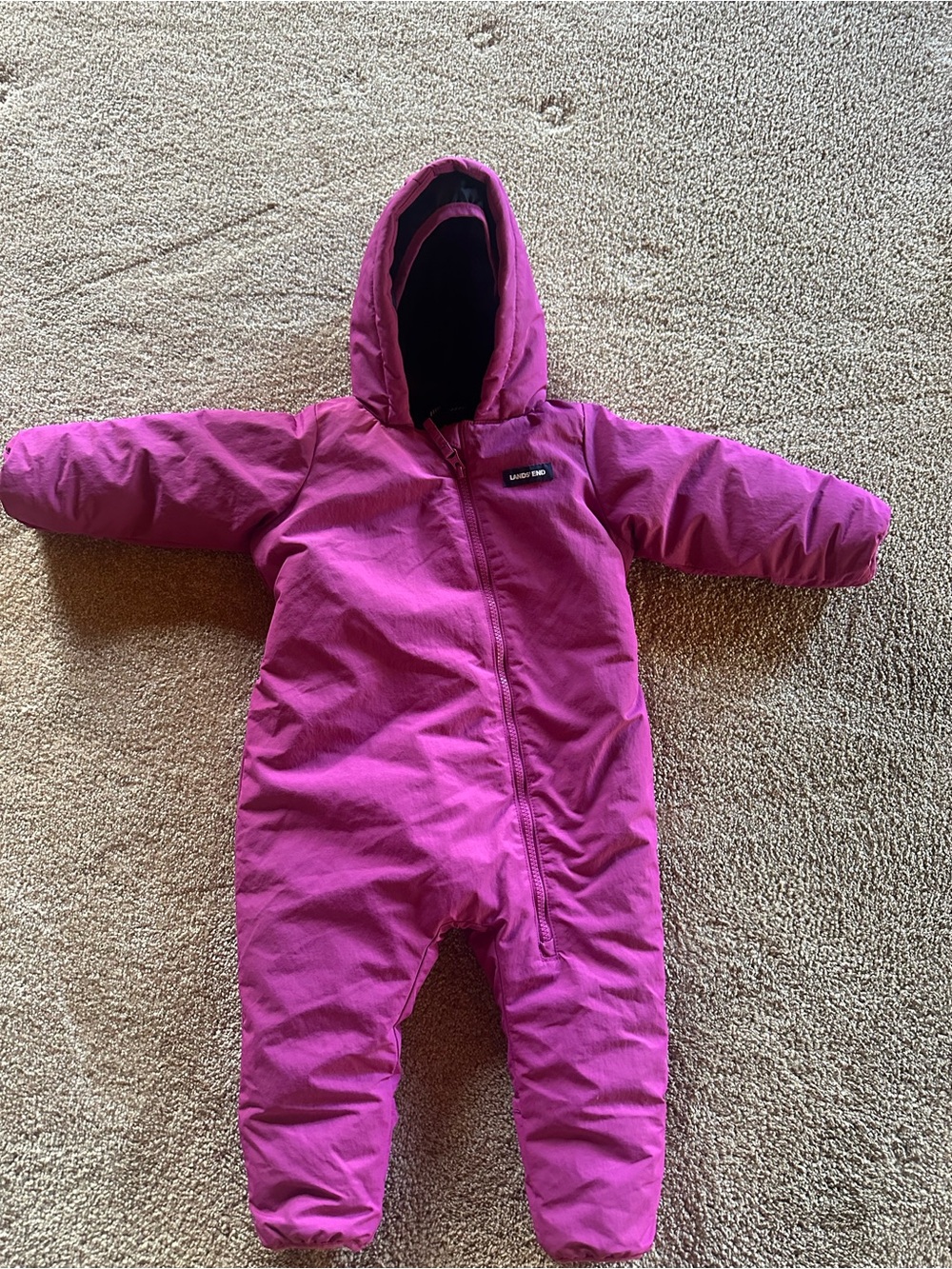 Lands' End Toddler Hooded Snowsuit in Bright Pink and Navy